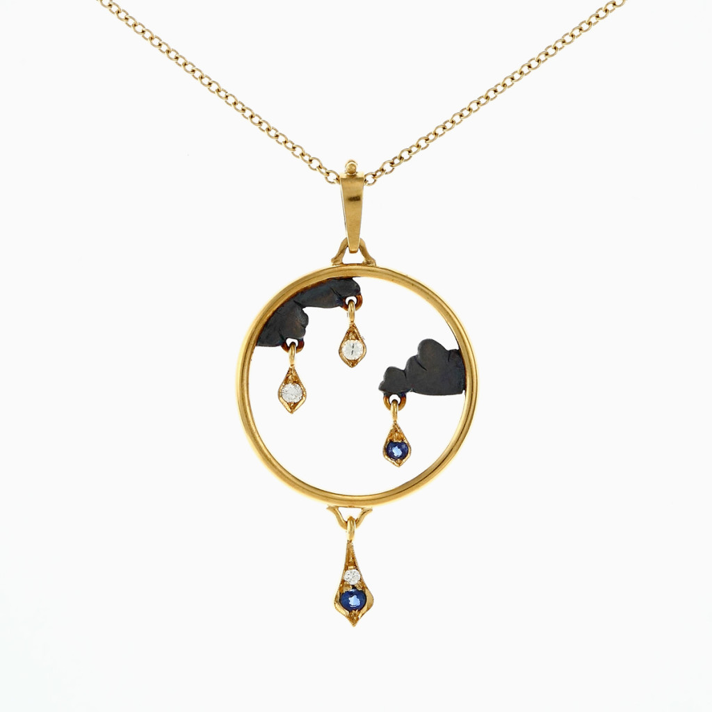 Stefano Zanini pendant made of gold silver diamonds and sapphires